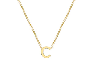 9ct Yellow Gold Plain Single Initial C Necklace