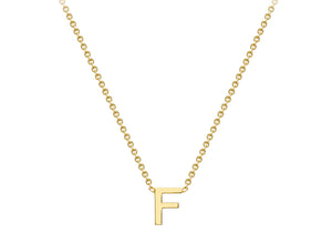 9ct Yellow Gold Plain Single Initial F Necklace