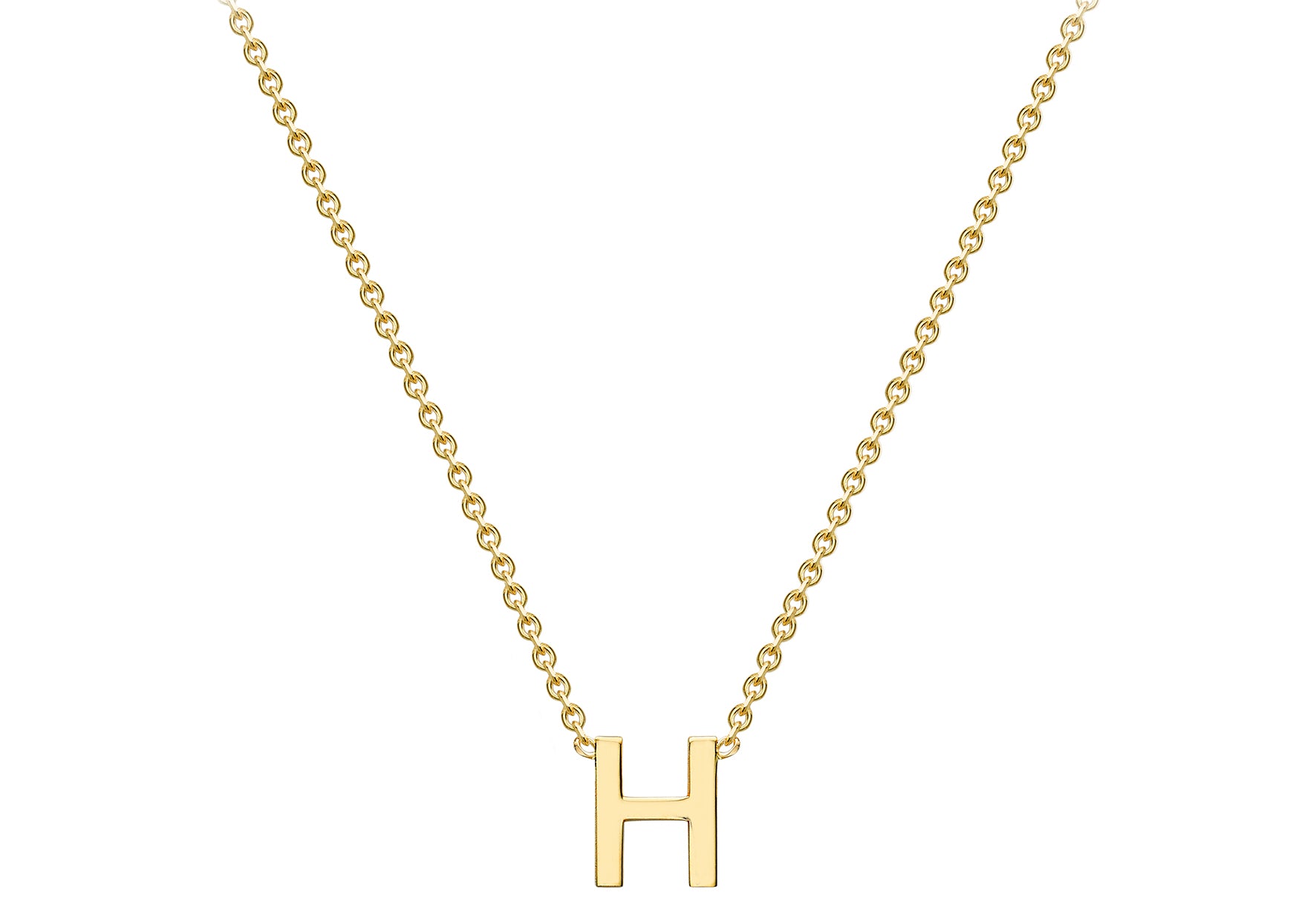 9ct Yellow Gold Plain Single Initial H Necklace