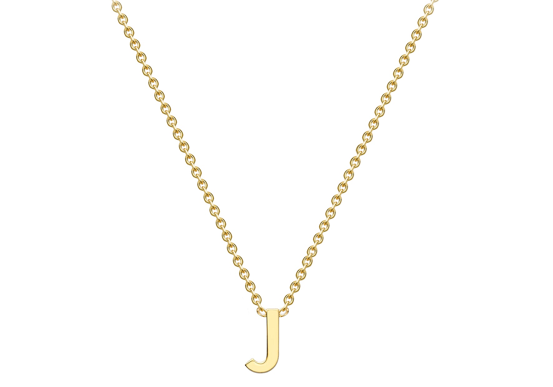 9ct Yellow Gold Plain Single Initial J Necklace