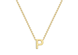 9ct Yellow Gold Plain Single Initial P Necklace