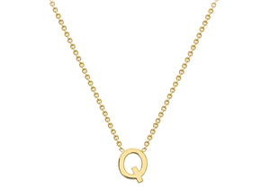 9ct Yellow Gold Plain Single Initial Q Necklace