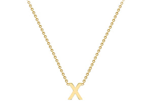 9ct Yellow Gold Plain Single Initial X Necklace