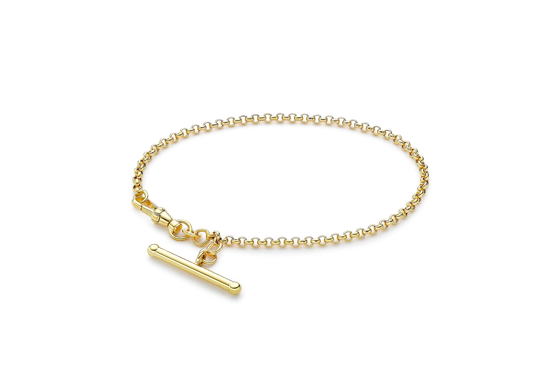 Yellow Gold T-bar Belcher Chain Albert Clasp Bracelet