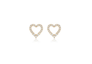 9ct Yellow Gold Crystal Set Heart Stud Earring