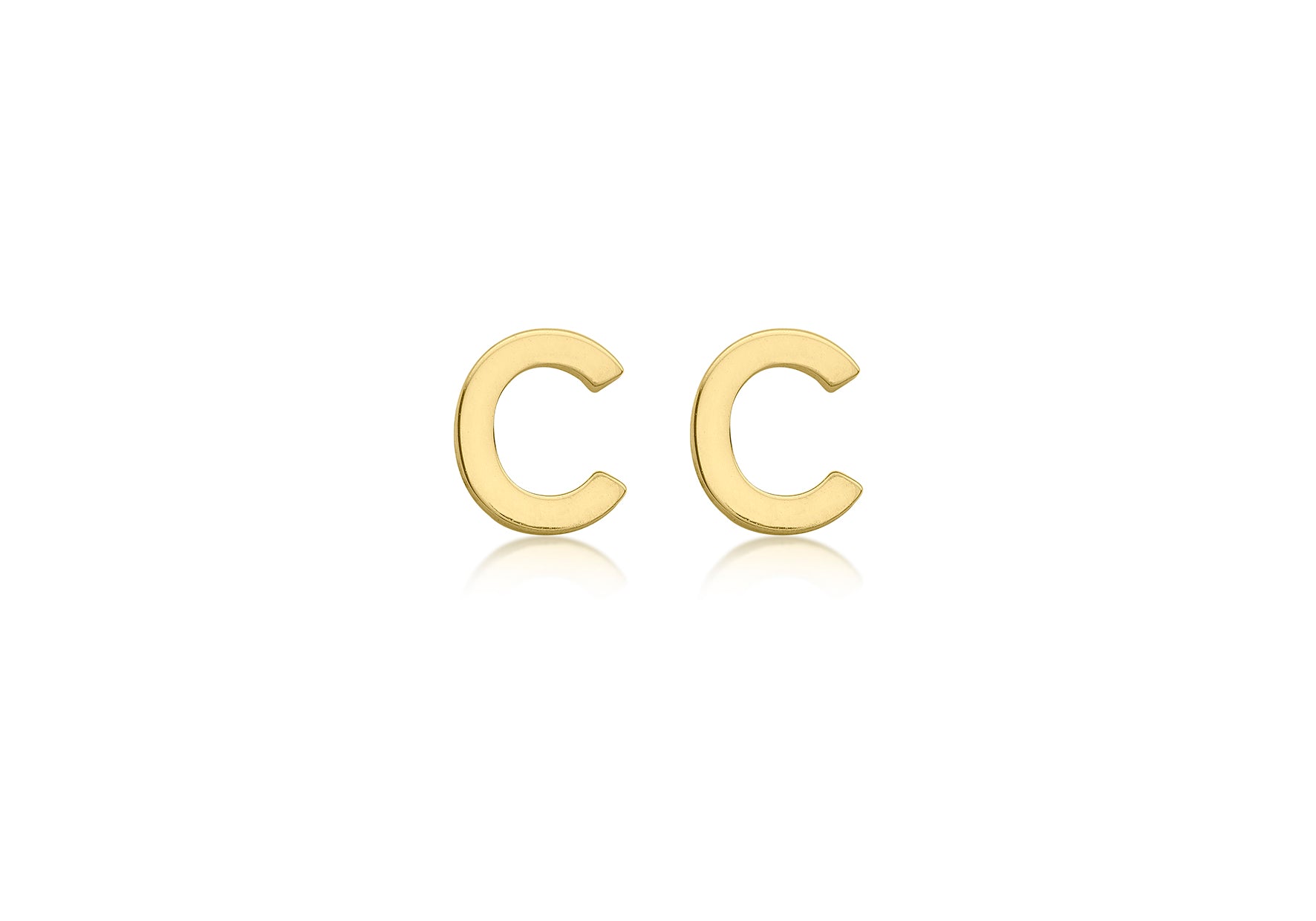 9ct Yellow Gold Initial C Stud Earrings