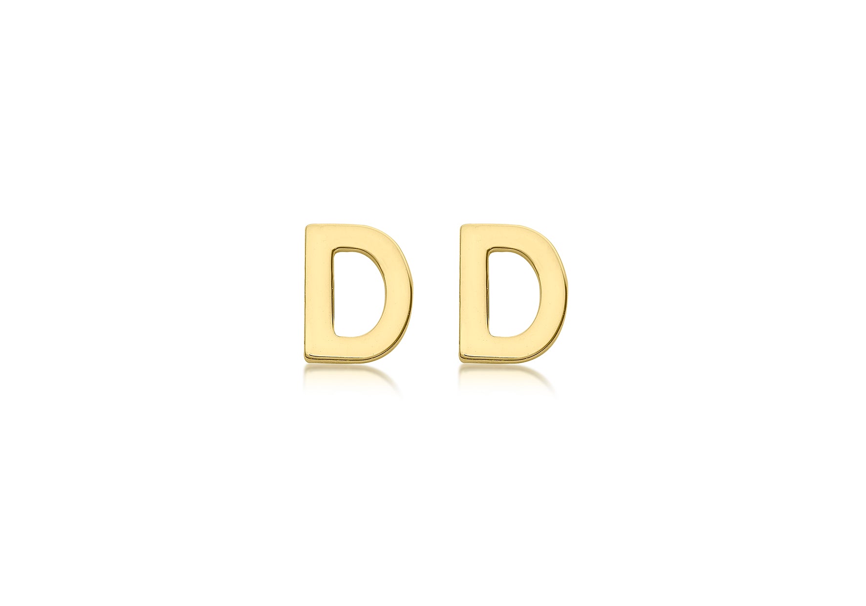 9ct Yellow Gold Initial D Stud Earrings
