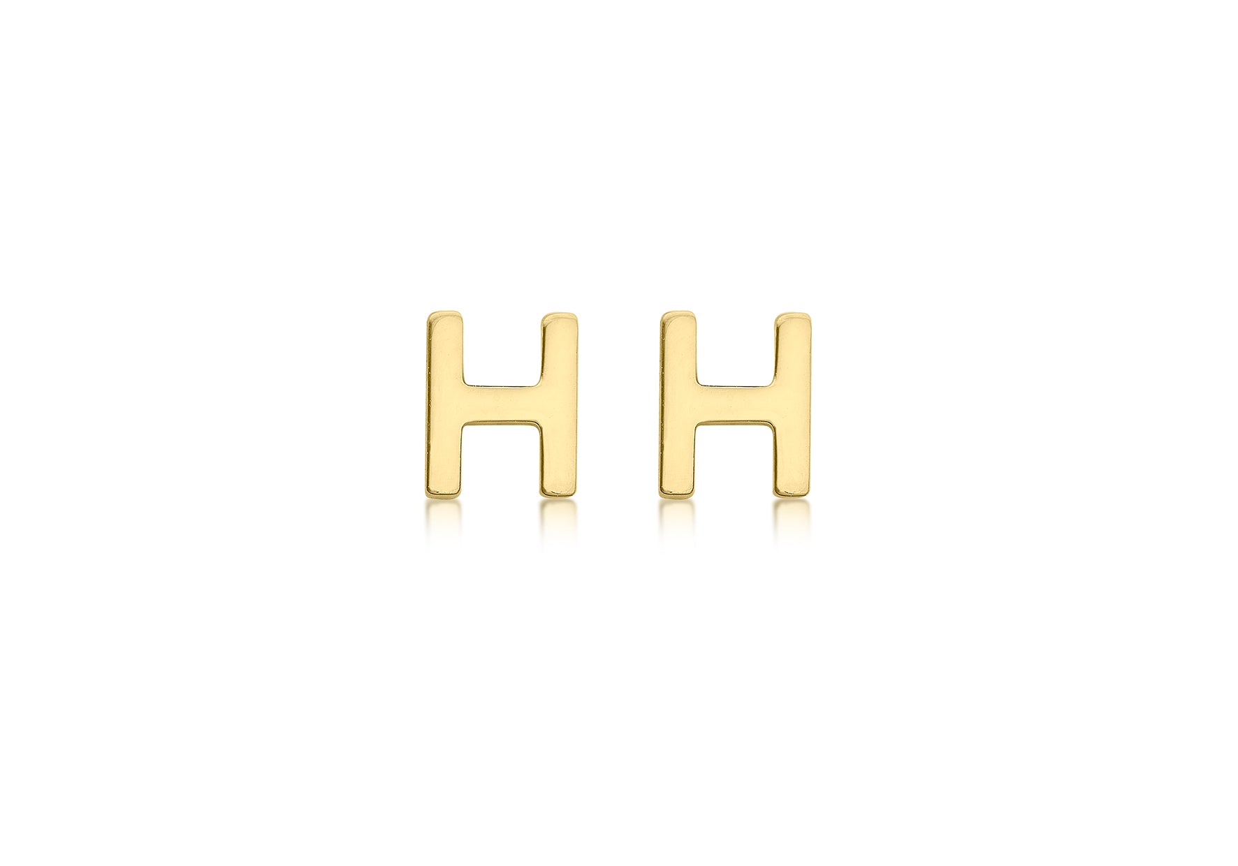 9ct Yellow Gold Initial H Stud Earrings