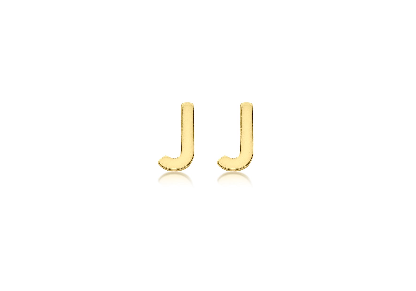 9ct Yellow Gold Initial J Stud Earrings