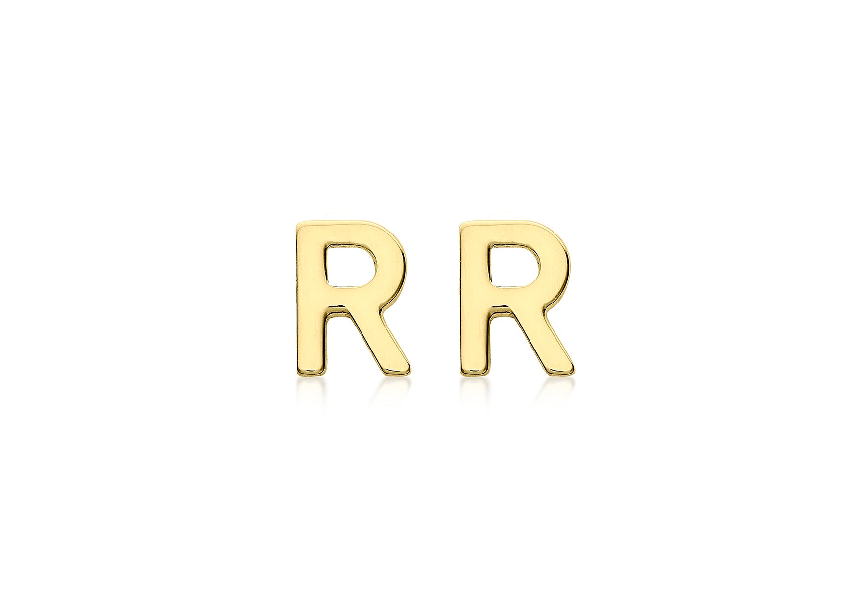 9ct Yellow Gold Initial R Stud Earrings
