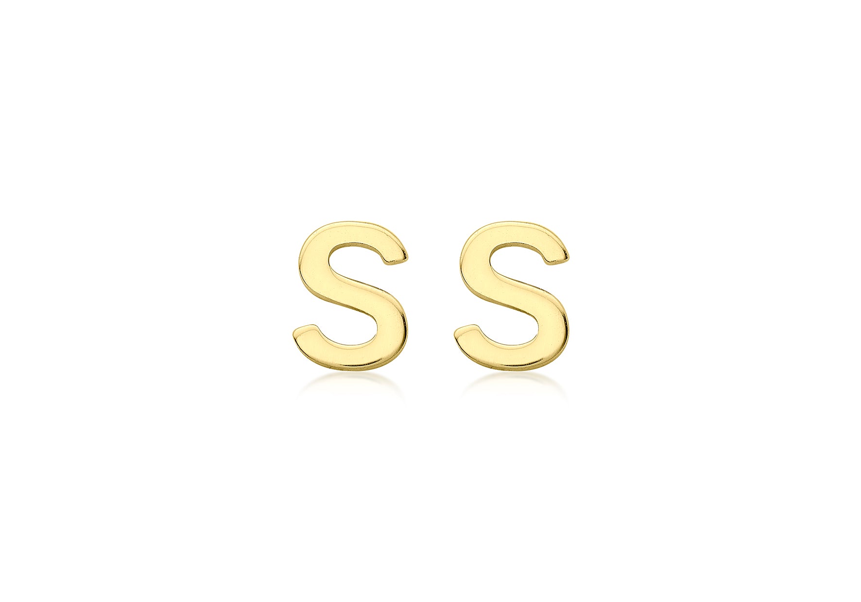 9ct Yellow Gold Initial S Stud Earrings