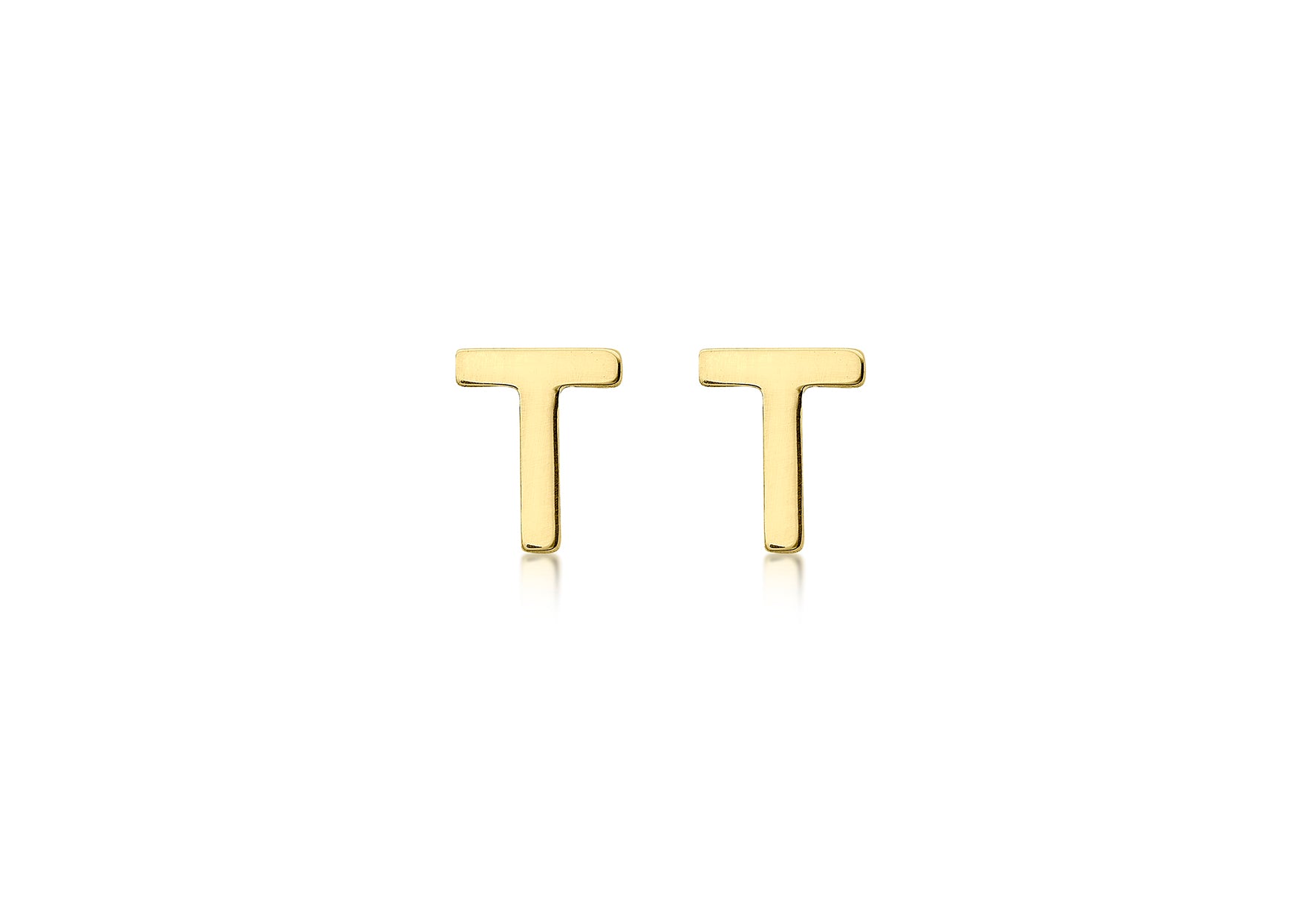 9ct Yellow Gold Initial T Stud Earrings