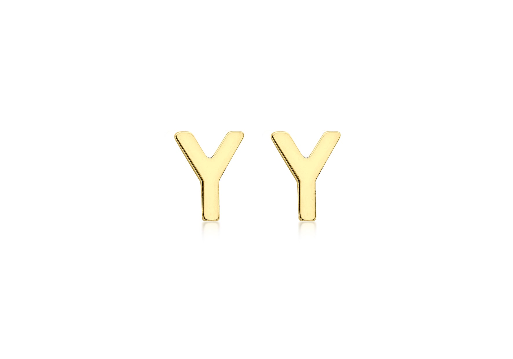 9ct Yellow Gold Initial Y Stud Earrings