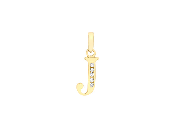 9ct Yellow Gold Crystal Initial 'J' Necklace