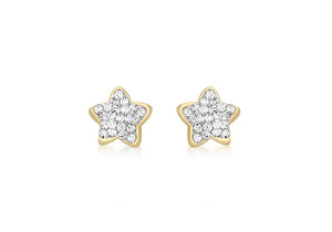 9ct Gold Star Earrings Pave Set with Crystal