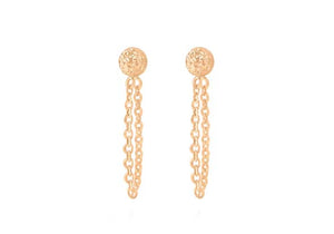 9ct Rose Gold Stud Earrings with Drop Chain