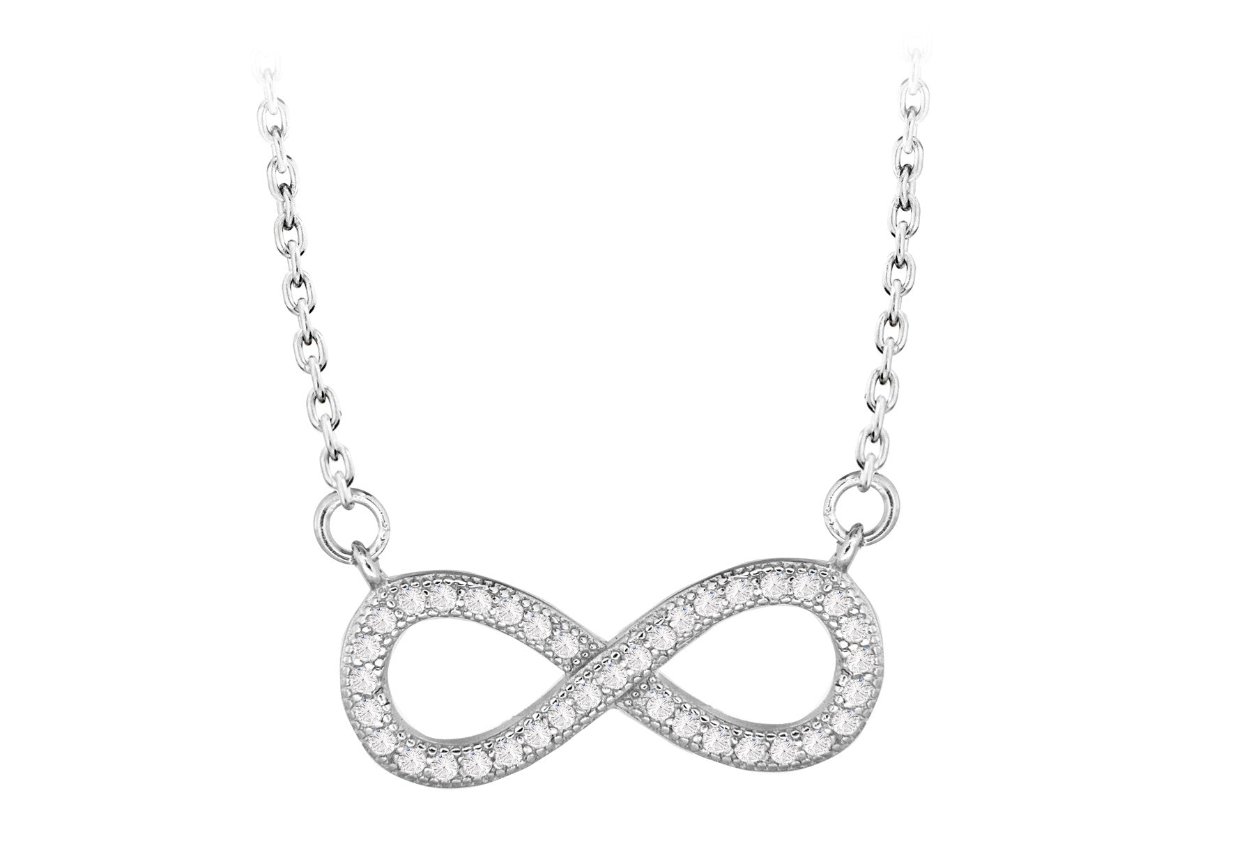 Sterling Silver CZ Infinity Necklace