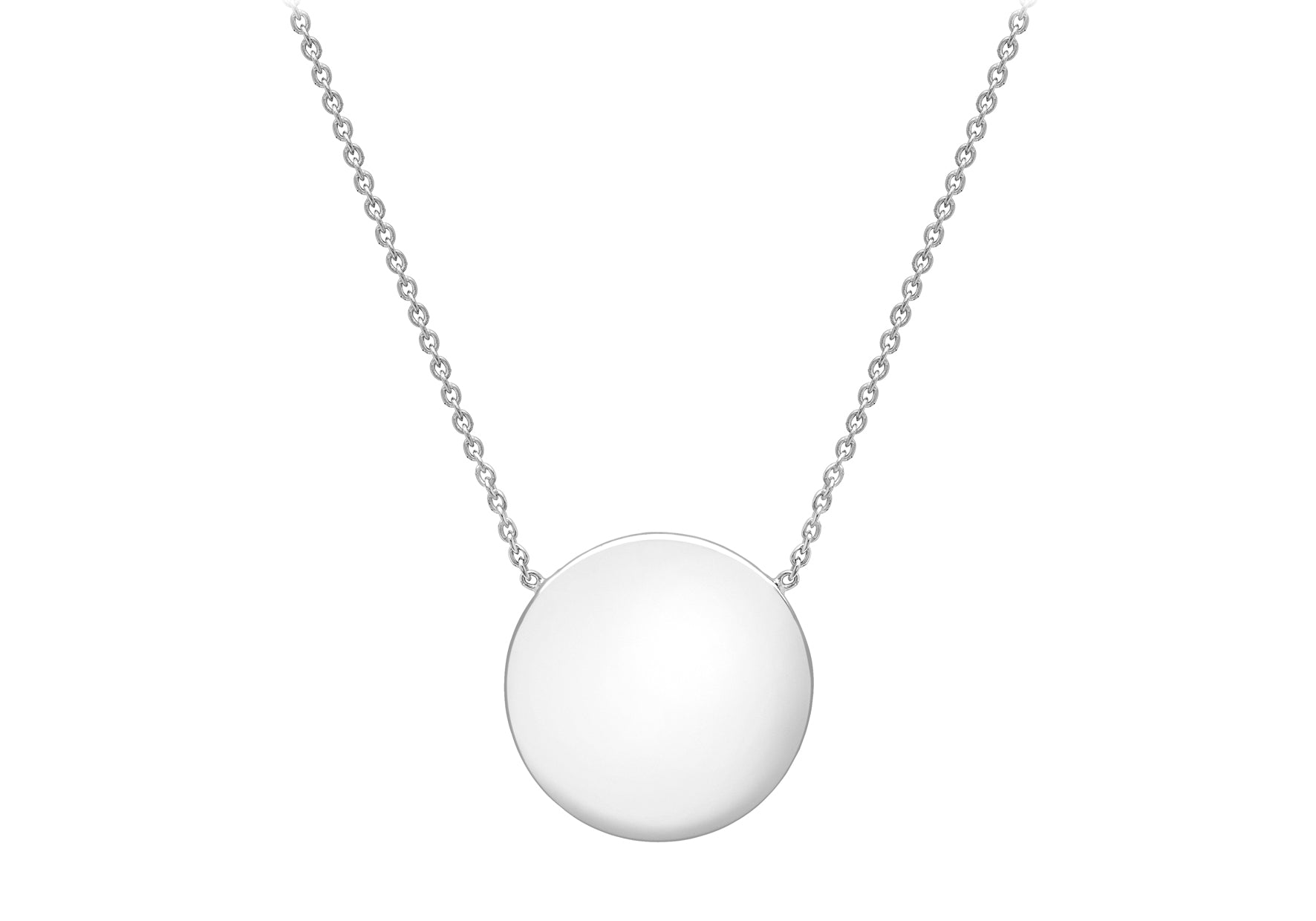 Sterling Silver Polished Disc Necklace