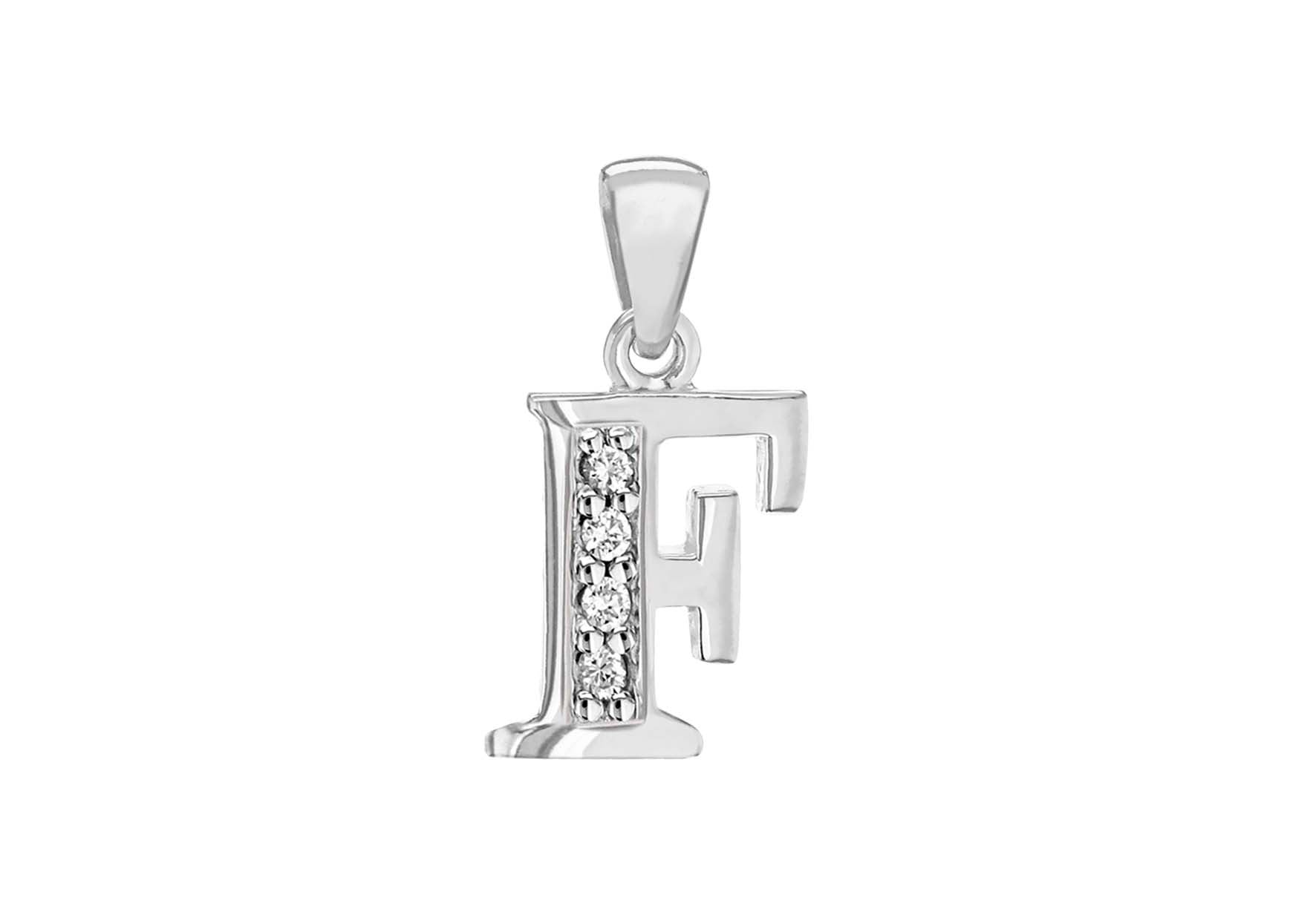 Sterling Silver Crystal 'F' Pendant Charm