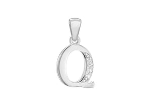 Sterling Silver Crystal 'Q' Pendant Charm