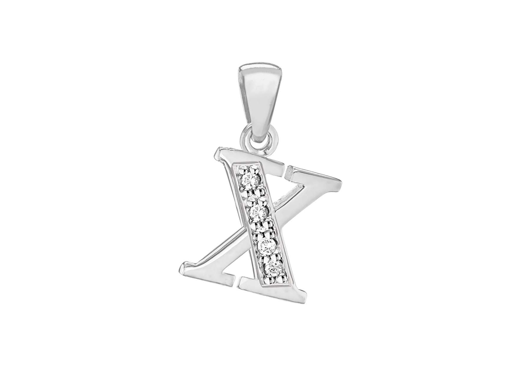 Sterling Silver Crystal 'X' Pendant Charm