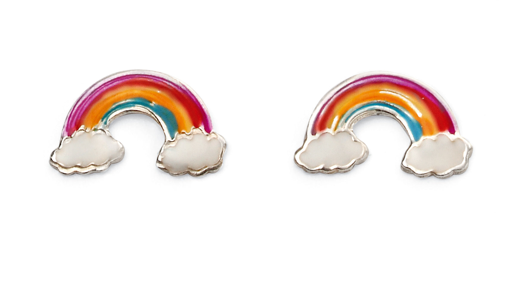Rainbow and Cloud Enamel Silver Studs