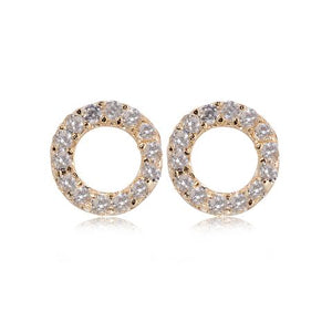 Rose Gold Plate Crystal Open Circle Earrings