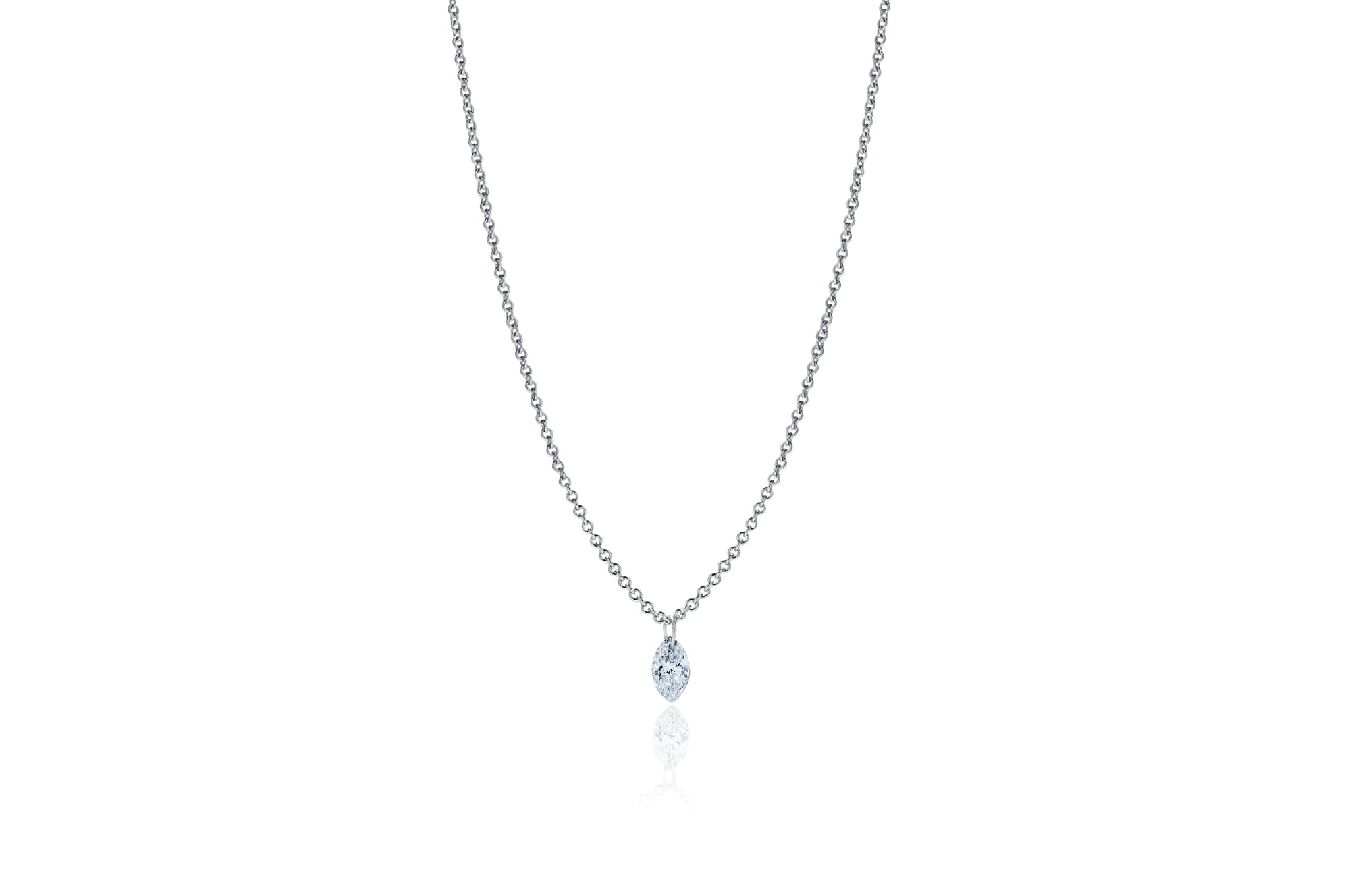 Marquise Lustre 18ct White Gold Drilled 0.18ct Diamond Pendant