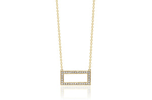 9ct Yellow Gold Open Pave Diamond Rectangle Necklace