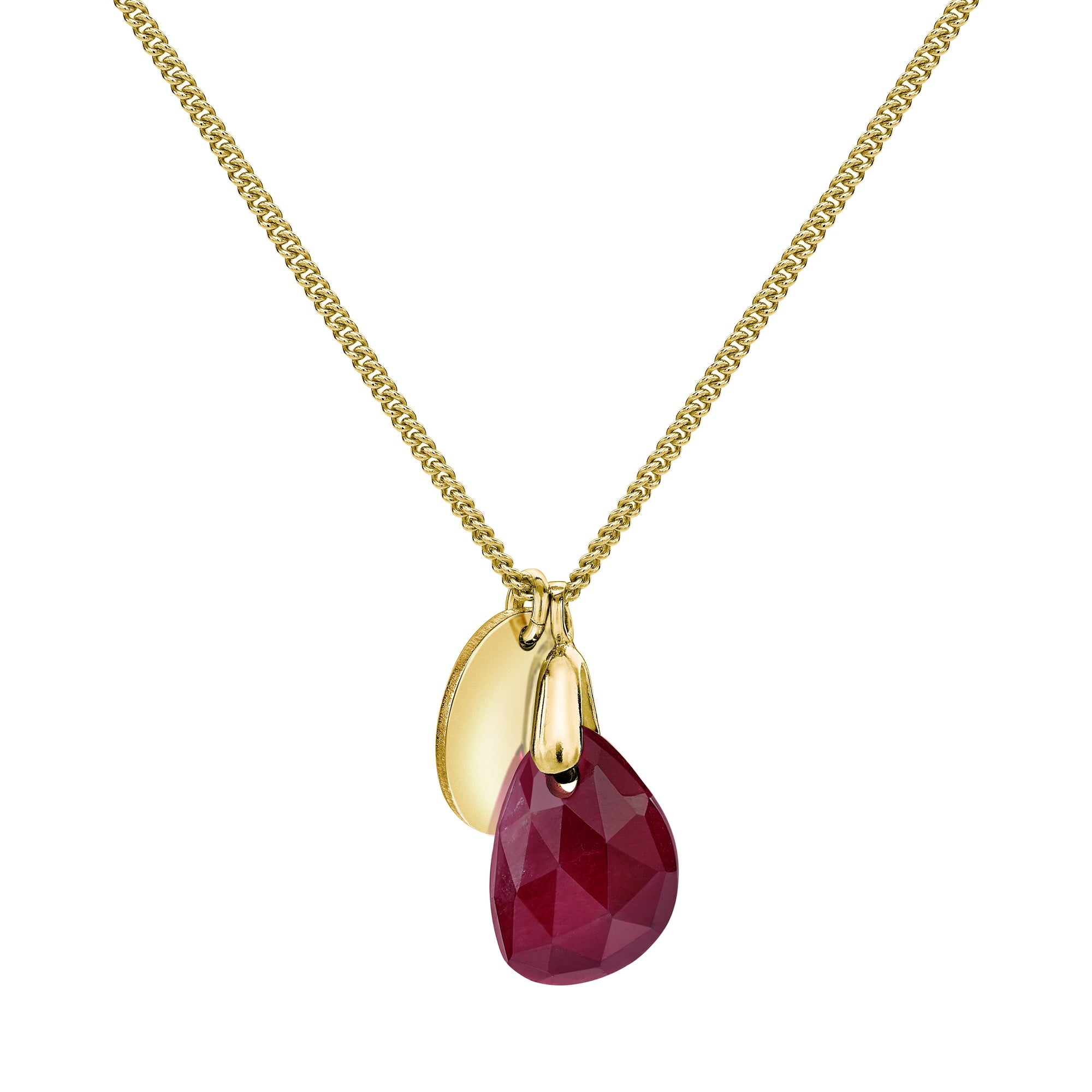 Aura Ruby Rose Cut Gold Plate Necklace