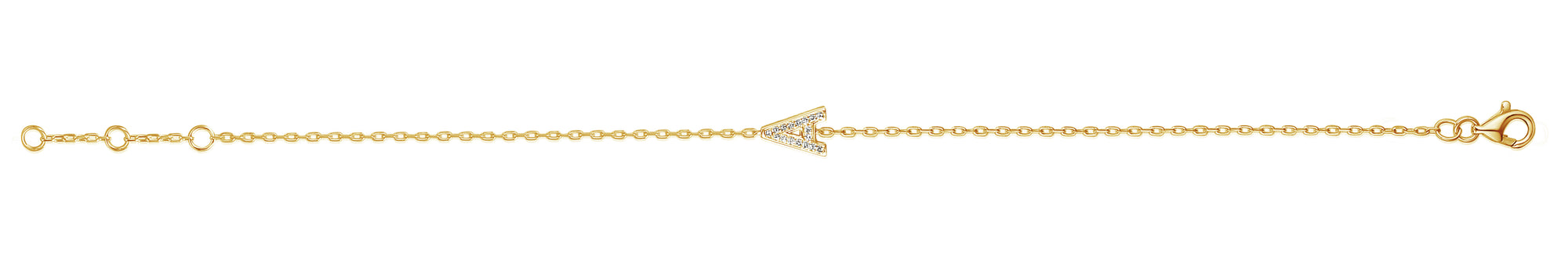 Diamond Initial A Yellow Gold Bracelet