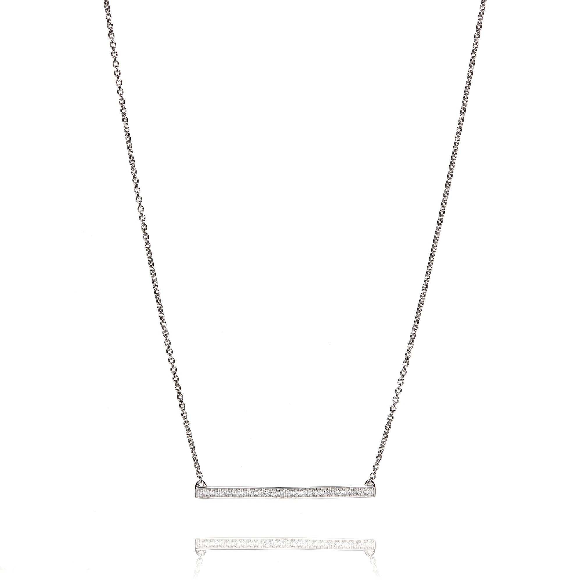 9ct White Gold Linear Bar Necklace
