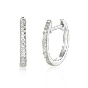 9ct White Gold Diamond Sleeper Hoop With Hanging Interchangeable Square Charm