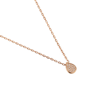 9ct Rose Gold and Diamond Small Pave Pear Shape Geometric Necklace