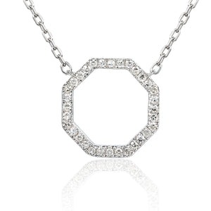9ct Yellow Gold Pave Diamond Octagon Necklace