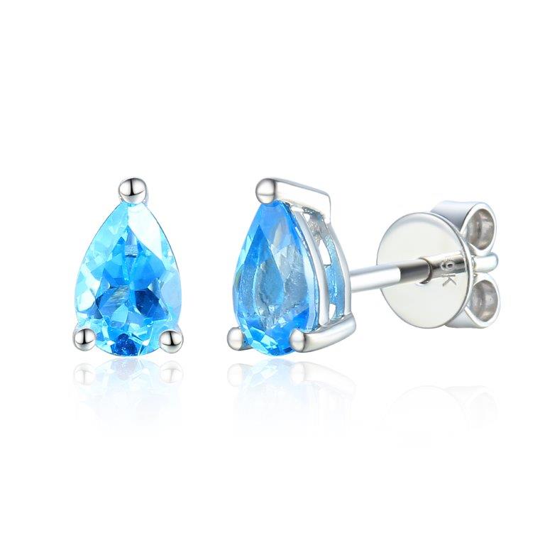 Blue Topaz Gemstone Pear Shape Stud Earrings