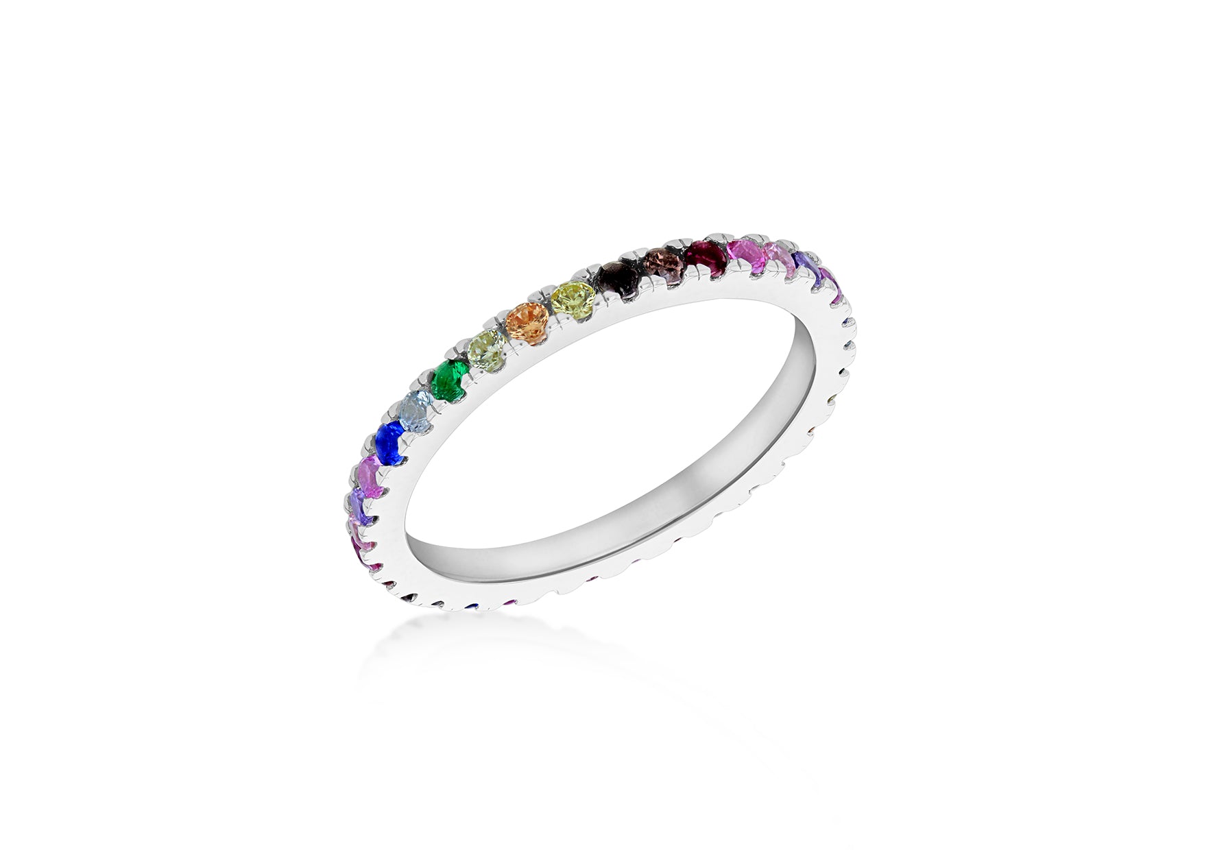 Multi Colour Crystal Fine Ring