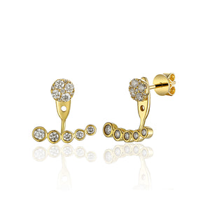 White Gold Graduating Diamond Cluster Ear Jackets