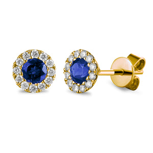 Sapphire & Diamond Earrings, September Birthstone Cluster Studs