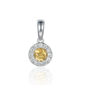 Citrine & Diamond Pendant, November Birthstone Cluster 18ct Gold Necklace