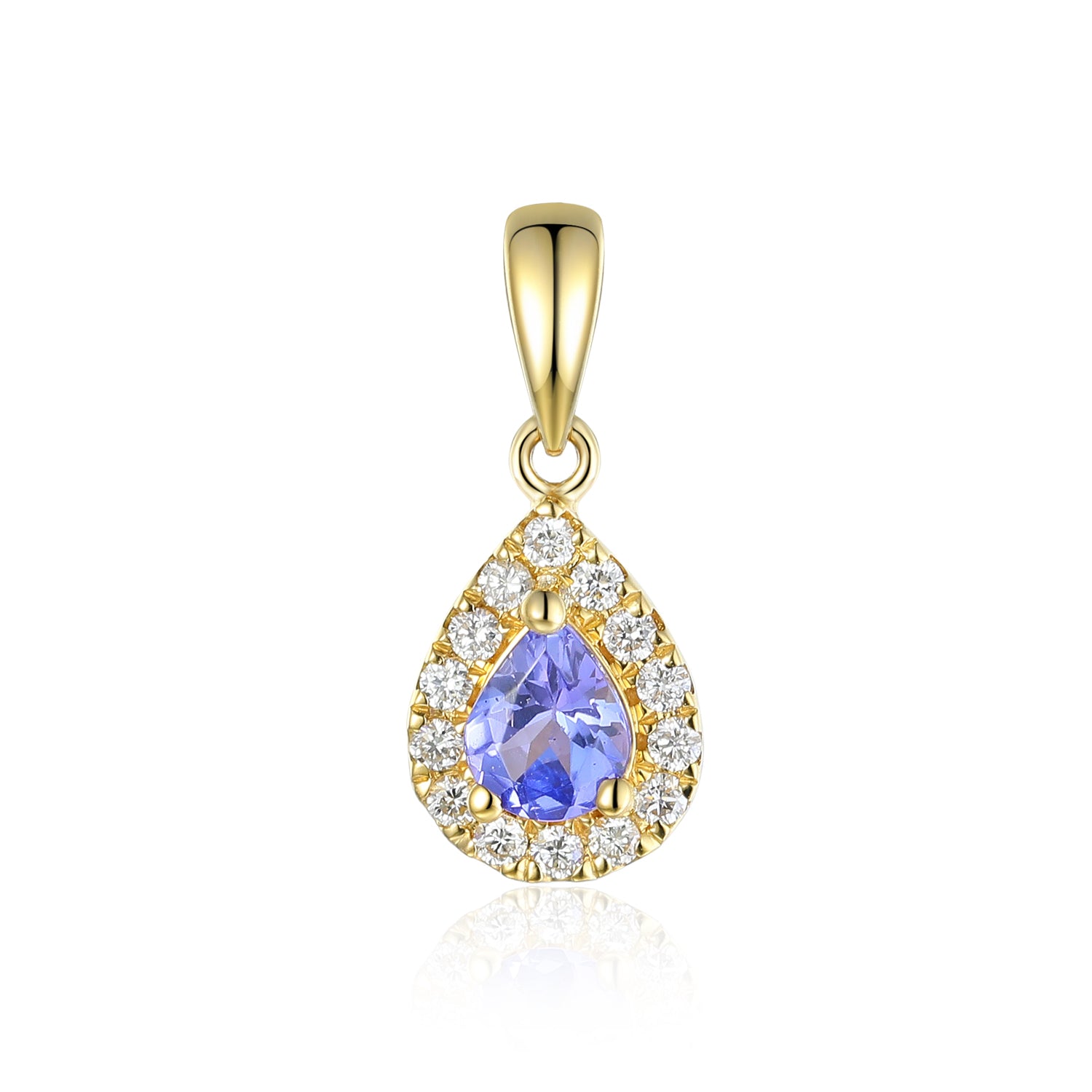 Tanzanite & Diamond Necklace, December Birthstone Pear Shape Cluster 18ct Gold