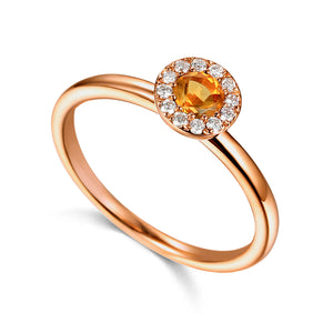 Citrine & Diamond Cluster Ring November Birthstone 9ct Gold