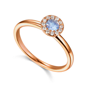 Moonstone & Diamond Ring, June Birthstone Round Cluster