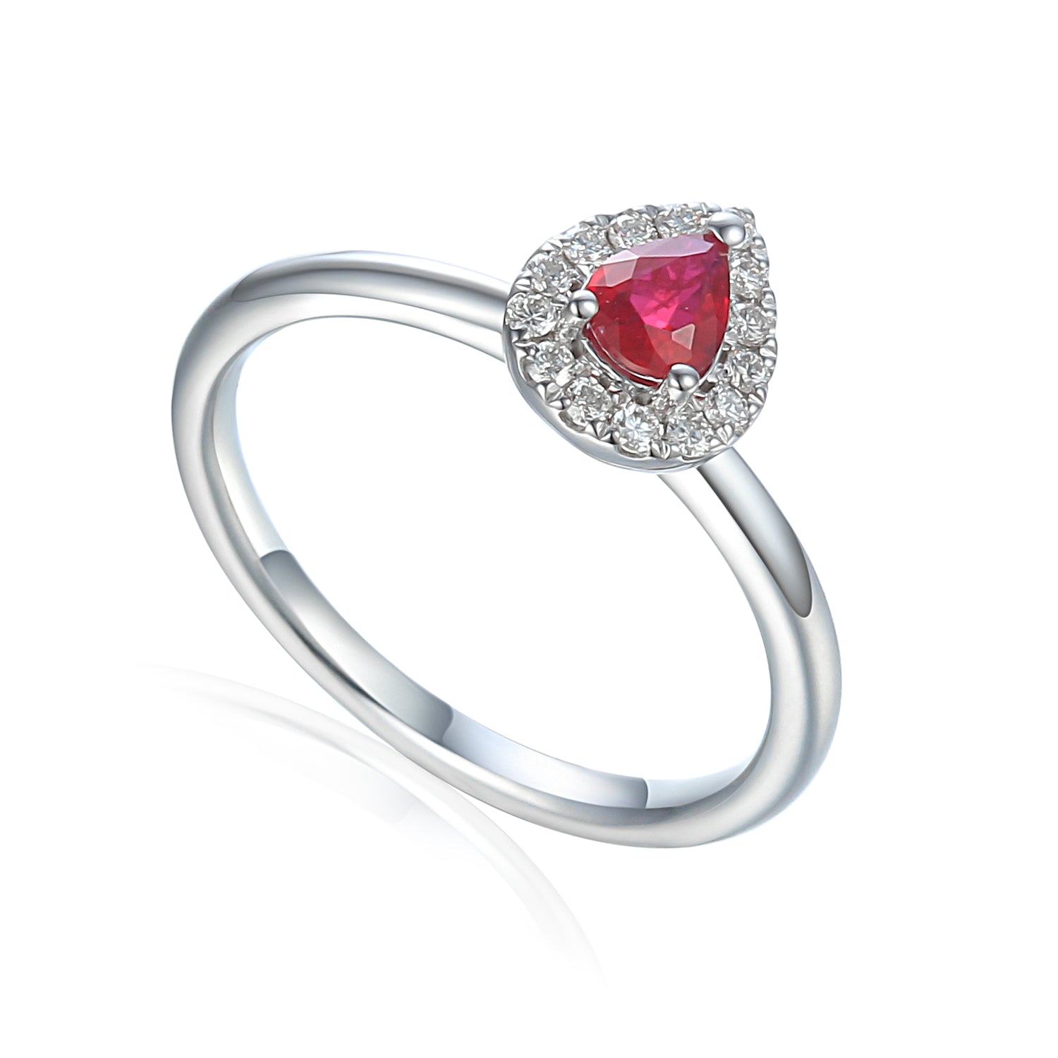 Ruby & Diamond Ring, July Birthstone Pear Cluster