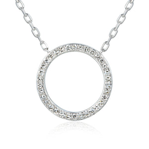 9ct White Gold Open Circle Diamond Geometric Necklace