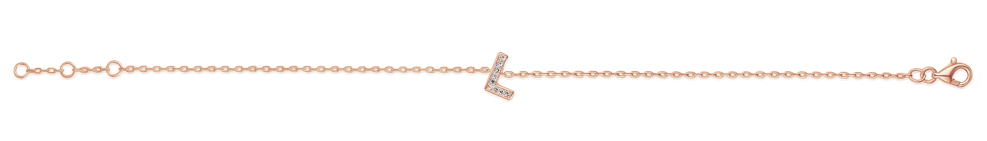 Diamond Initial L Rose Gold Bracelet