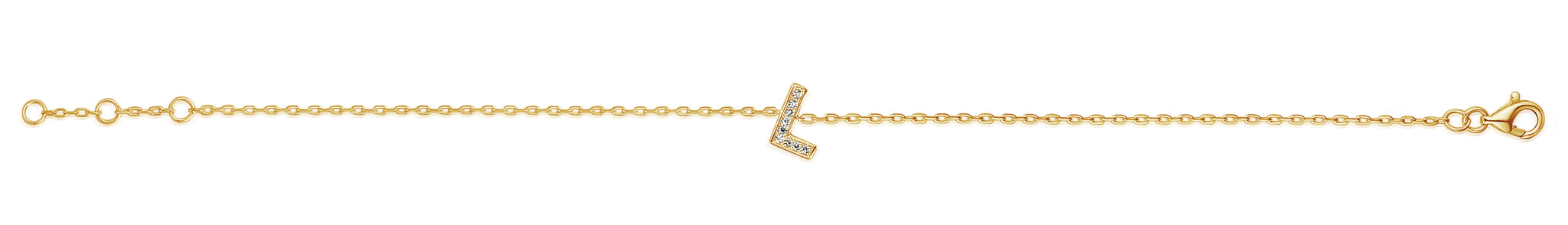Diamond Initial L Yellow Gold Bracelet - Tzefira