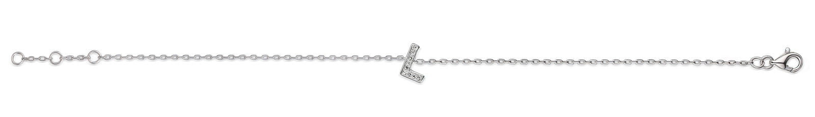 Diamond Initial L White Gold Bracelet