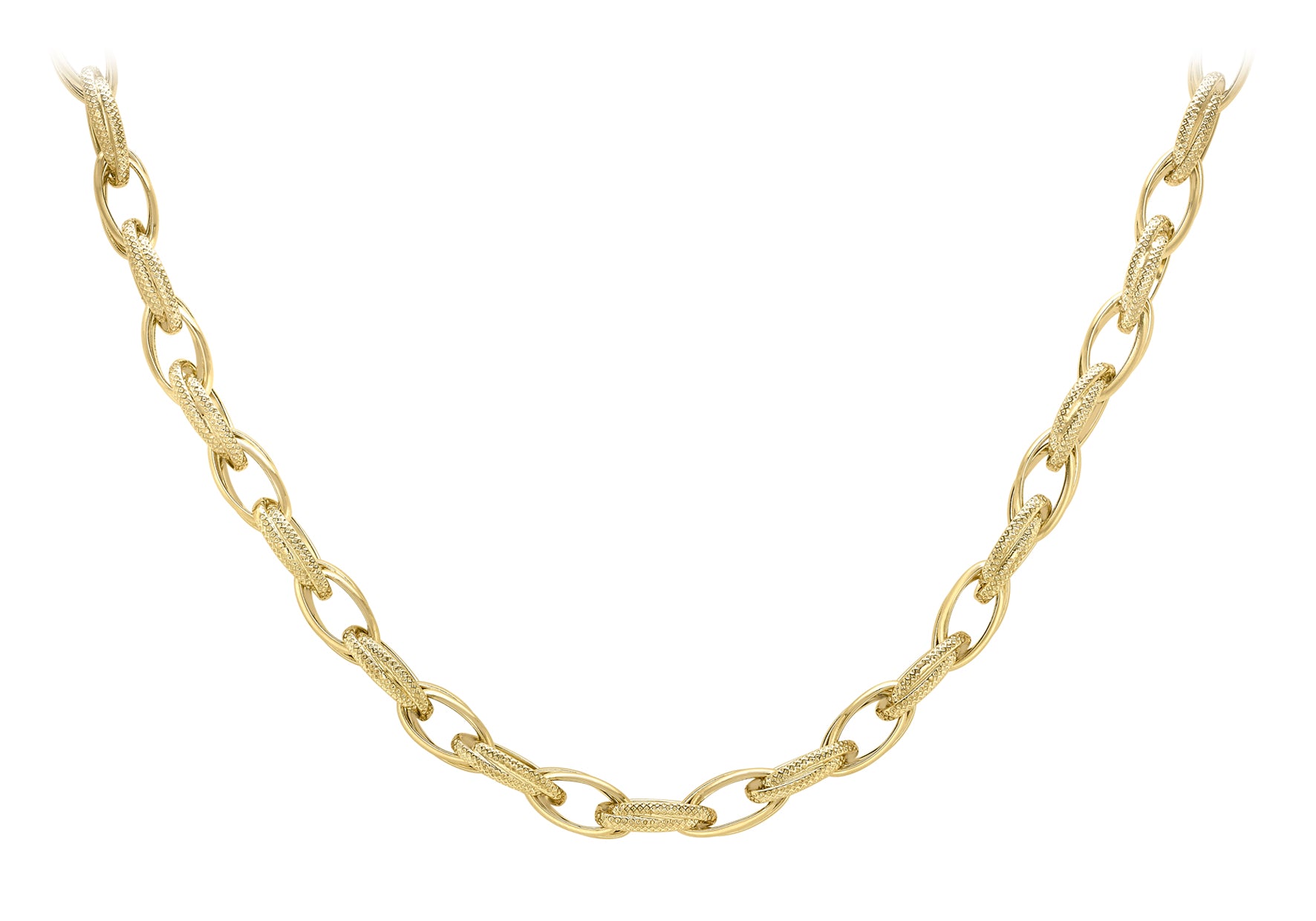 9ct Yellow Gold Textured and Plain Prince of Wales Chain