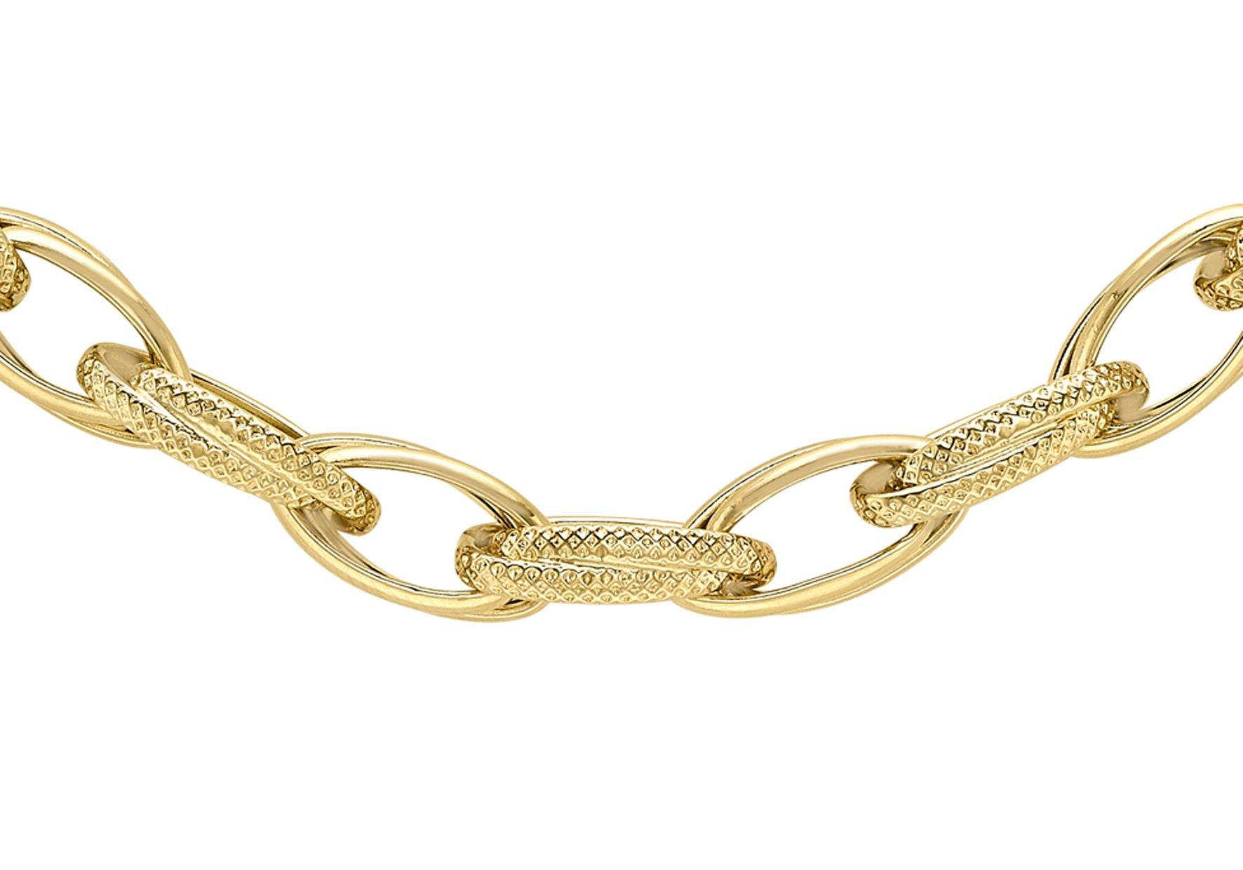 9ct Yellow Gold Textured and Plain Prince of Wales Chain